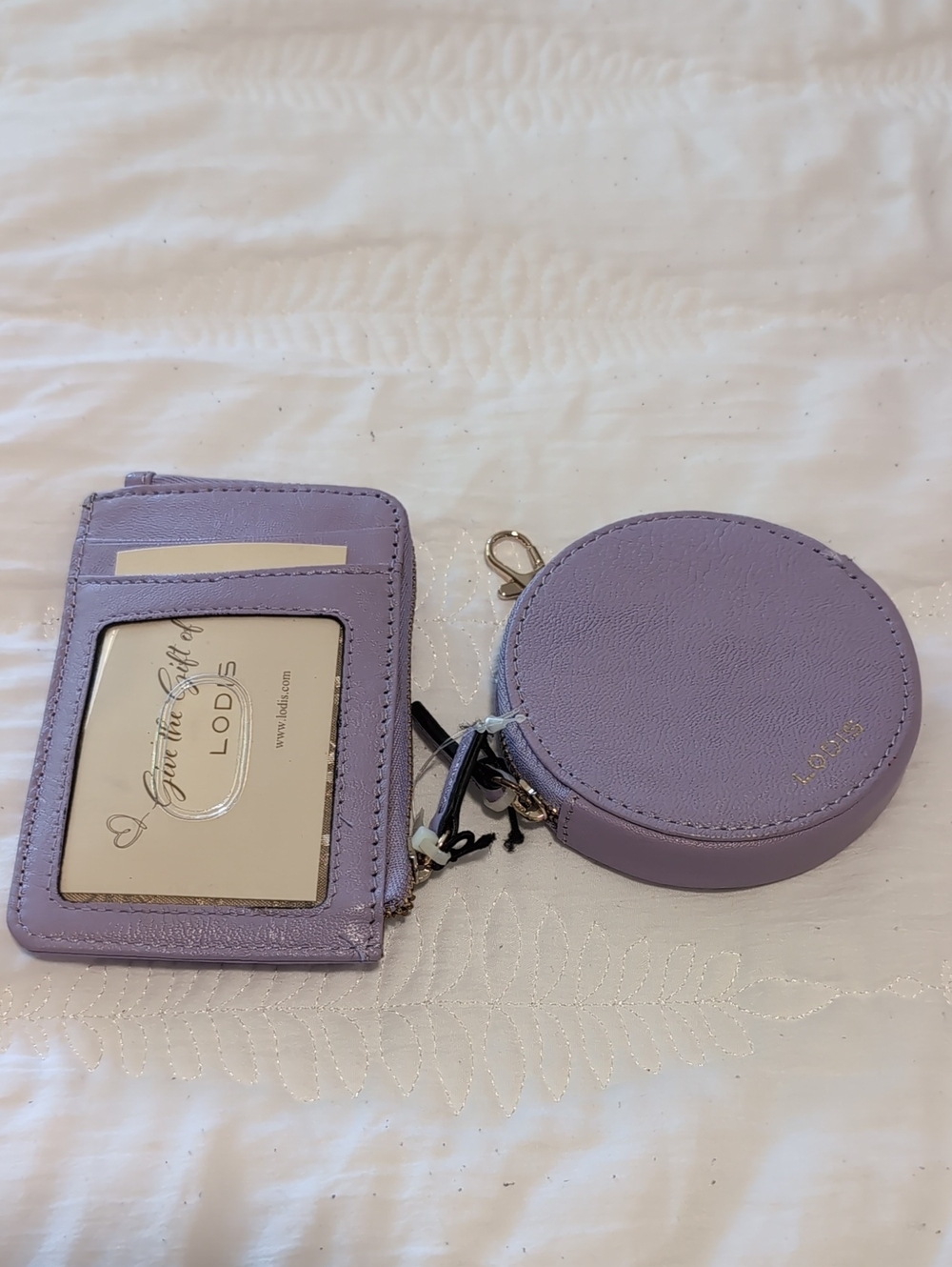 Lodis Lavender Leather Card Case and Round Coin Pouch Set - Picture 2 of 2